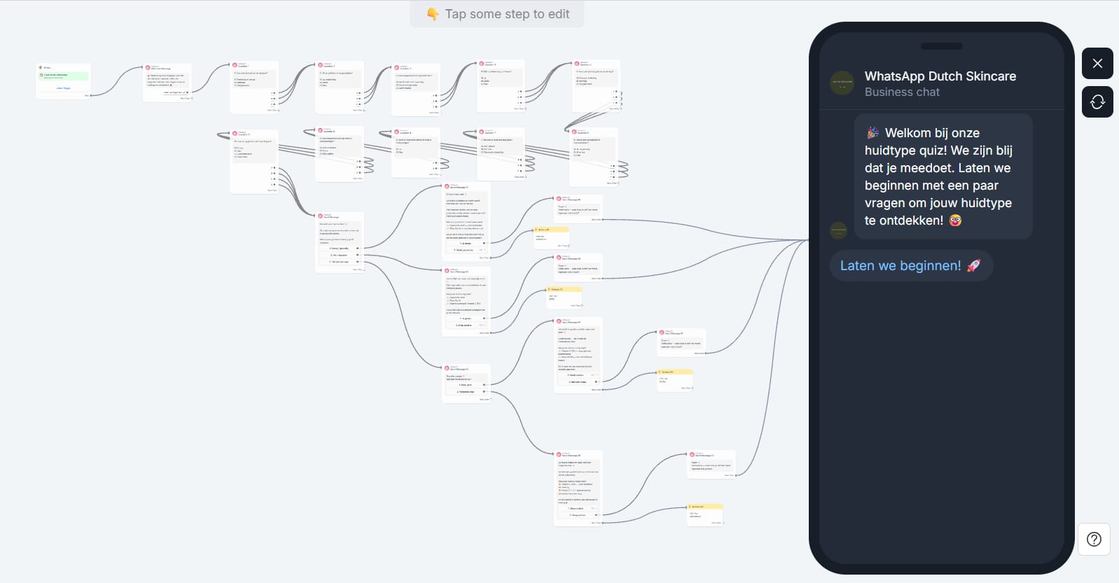 ManyChat automation flow connected to Instagram